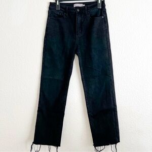 JUST USA Black High Rise Straight Leg Jeans Raw Hem